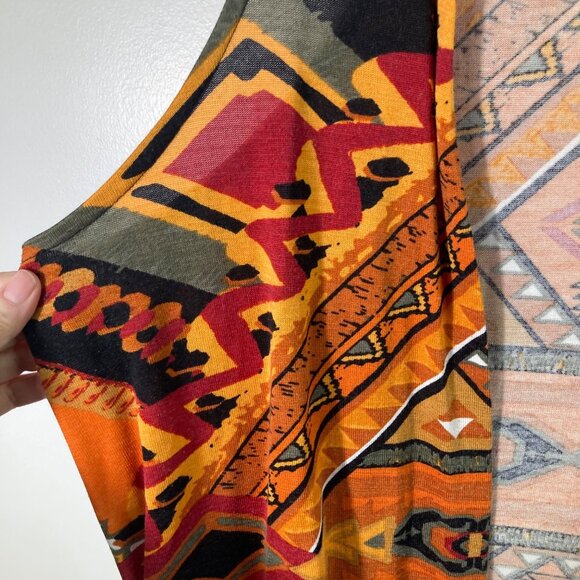 Womens Cato Aztec Open Vest Cover Orange Black 22/24W Polyester Spandex - Picture 3 of 7